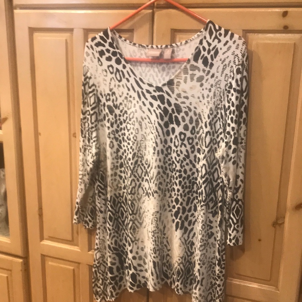 Chico’s top, black white cream